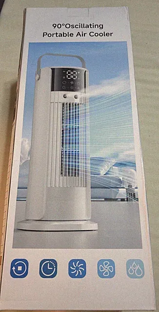 16" Portable 90° Oscillating Air Cooler 4-in-1, Fan w/ Remote 4 Speeds Timer NIB