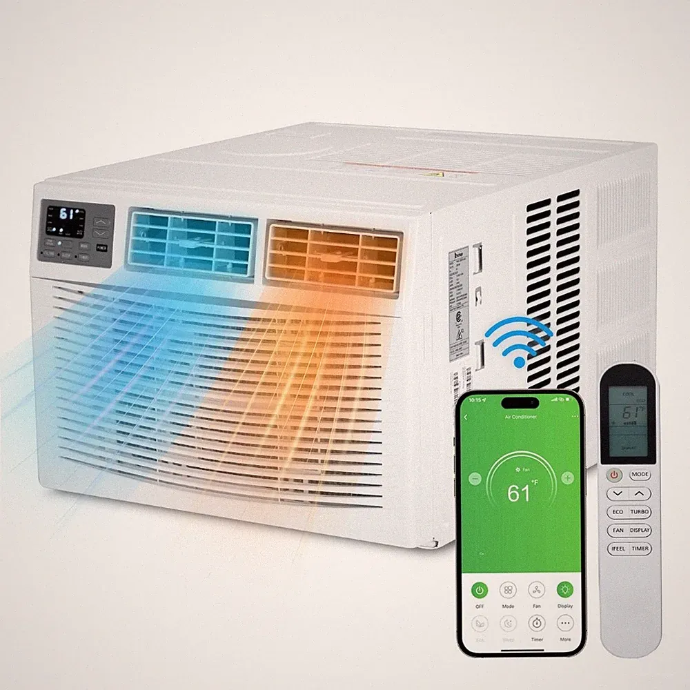 8,000 BTU 350 Sq ft Window Air Conditioner & Heat Wi-Fi Enabled AC Unit w/Remote