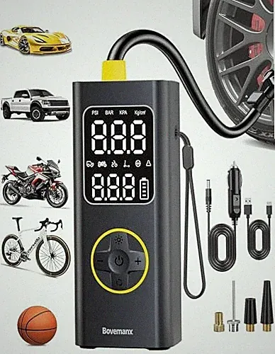 Car Tire Air Pump Portable Air Compressor, 150 PSI Cordless Tire Yellow