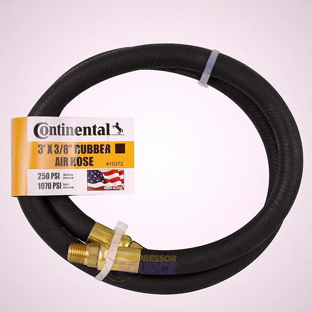 Continental Rubber Air Hose 3 Feet x 3/8 Inch 250 PSI Oil-Resistant Black 10372