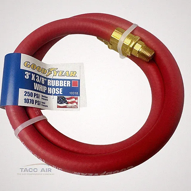Goodyear 3' x 3/8" Rubber Air Hose Whip 250 PSI USA Made 1/4" NPT Lead In Hose