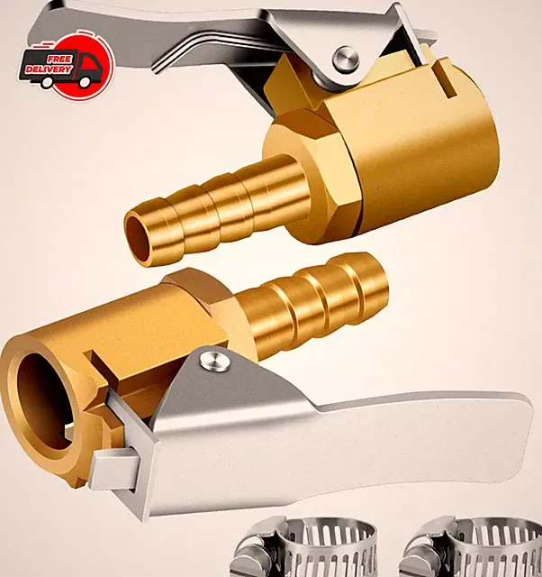 LUMITECO 1/4" Brass tire inflator Lock on air Chuck,Mini air Compressor Portable
