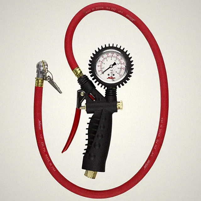 Milton Pro Analog Pistol Grip Inflator Gauge - 36In Hose And Ball Chuck With