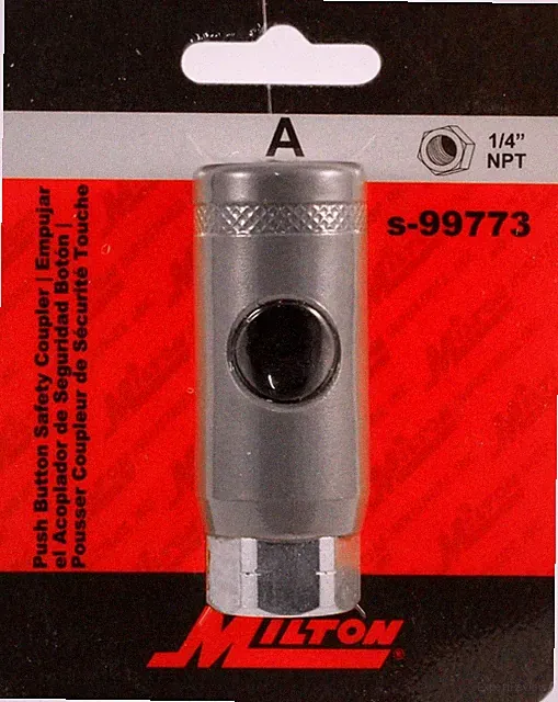 Milton S-99773 1/4" FNPT A Style Safety Push Button Coupler Safer to Disconnect