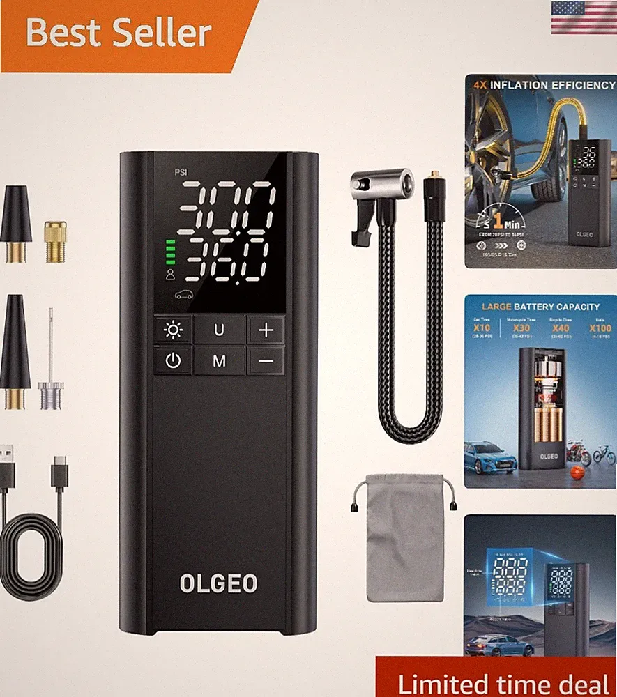 Portable 170 PSI Tire Inflator: Cordless Air Compressor for Quick Inflation