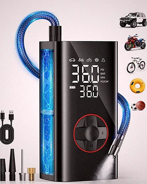 Portable Air Compressor 150PSI - Cordless Tire Inflator with Pressure Gauge