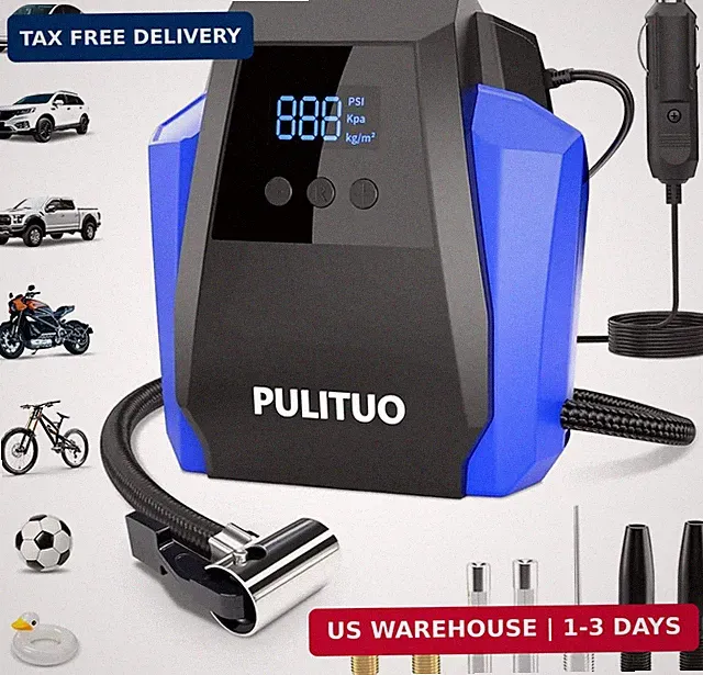 PULITUO Tire Inflator Portable Air Compressor - Car Accessories 12V DC Air Pump