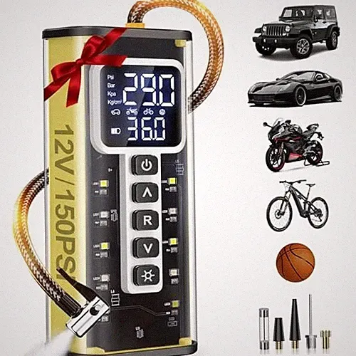 Tire Inflator Portable Air Compressor, 150 PSI Air Compressor for Car Hot Dog
