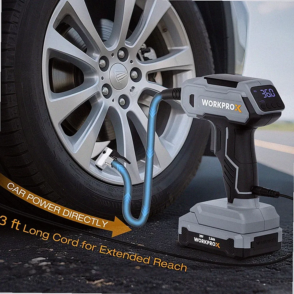 WORKPROX 150PSI Portable Cordless Air Compressor Tire Inflator Car Air Tire Pump